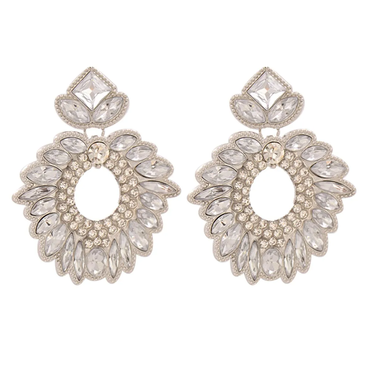 Crystal & Cubic Zirconia Silver-Plated Geometric Drop Earrings