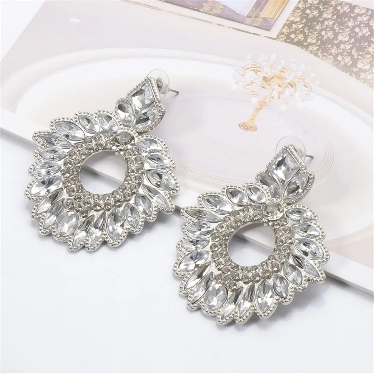 Crystal & Cubic Zirconia Silver-Plated Geometric Drop Earrings