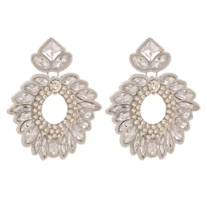 Crystal & Cubic Zirconia Silver-Plated Geometric Drop Earrings