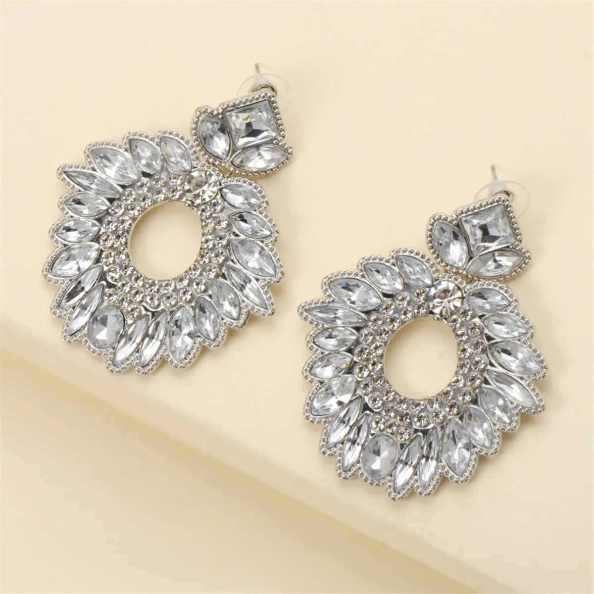 Crystal & Cubic Zirconia Silver-Plated Geometric Drop Earrings