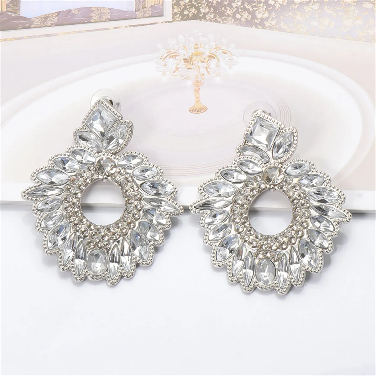 Crystal & Cubic Zirconia Silver-Plated Geometric Drop Earrings