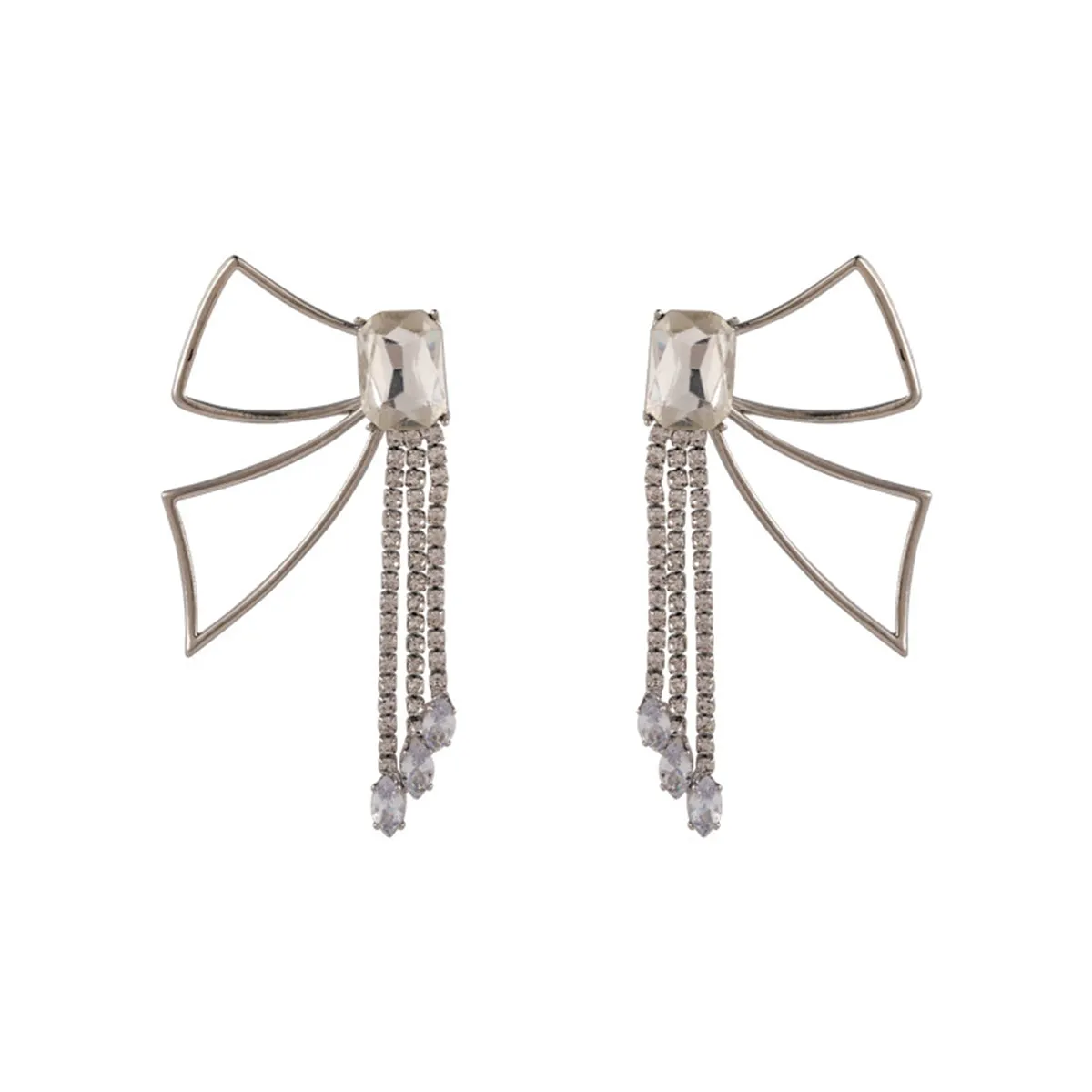 Crystal & Cubic Zirconia Tassel Abstract Butterfly Drop Earrings