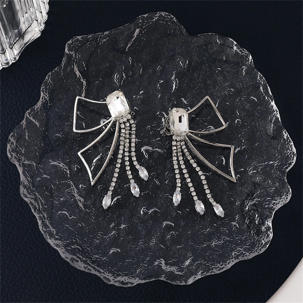 Crystal & Cubic Zirconia Tassel Abstract Butterfly Drop Earrings