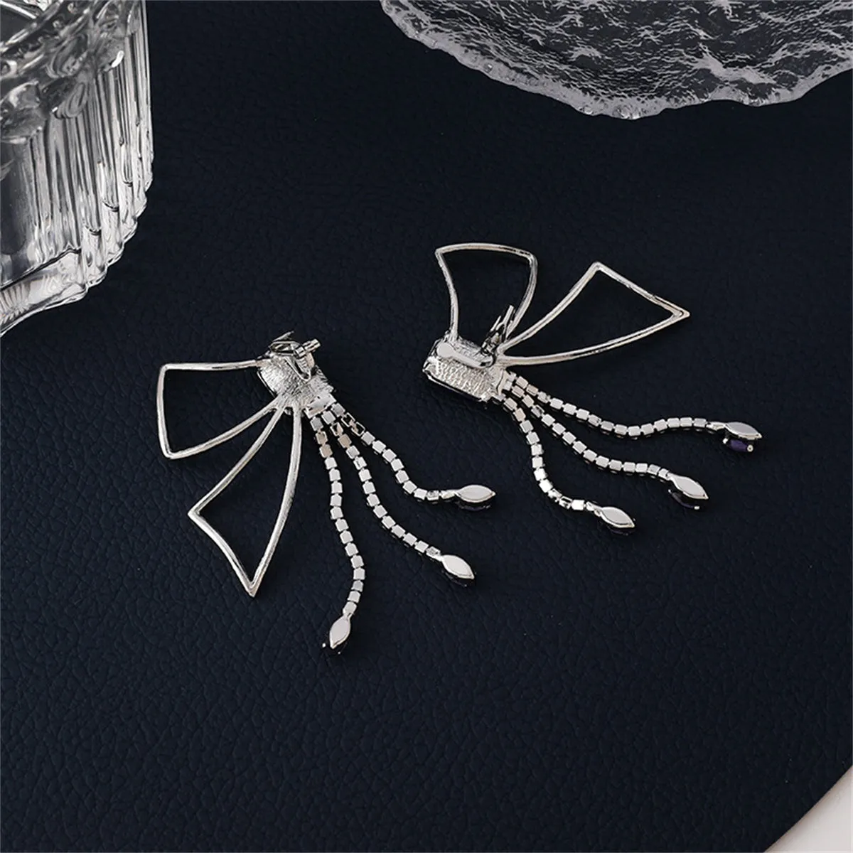 Crystal & Cubic Zirconia Tassel Abstract Butterfly Drop Earrings