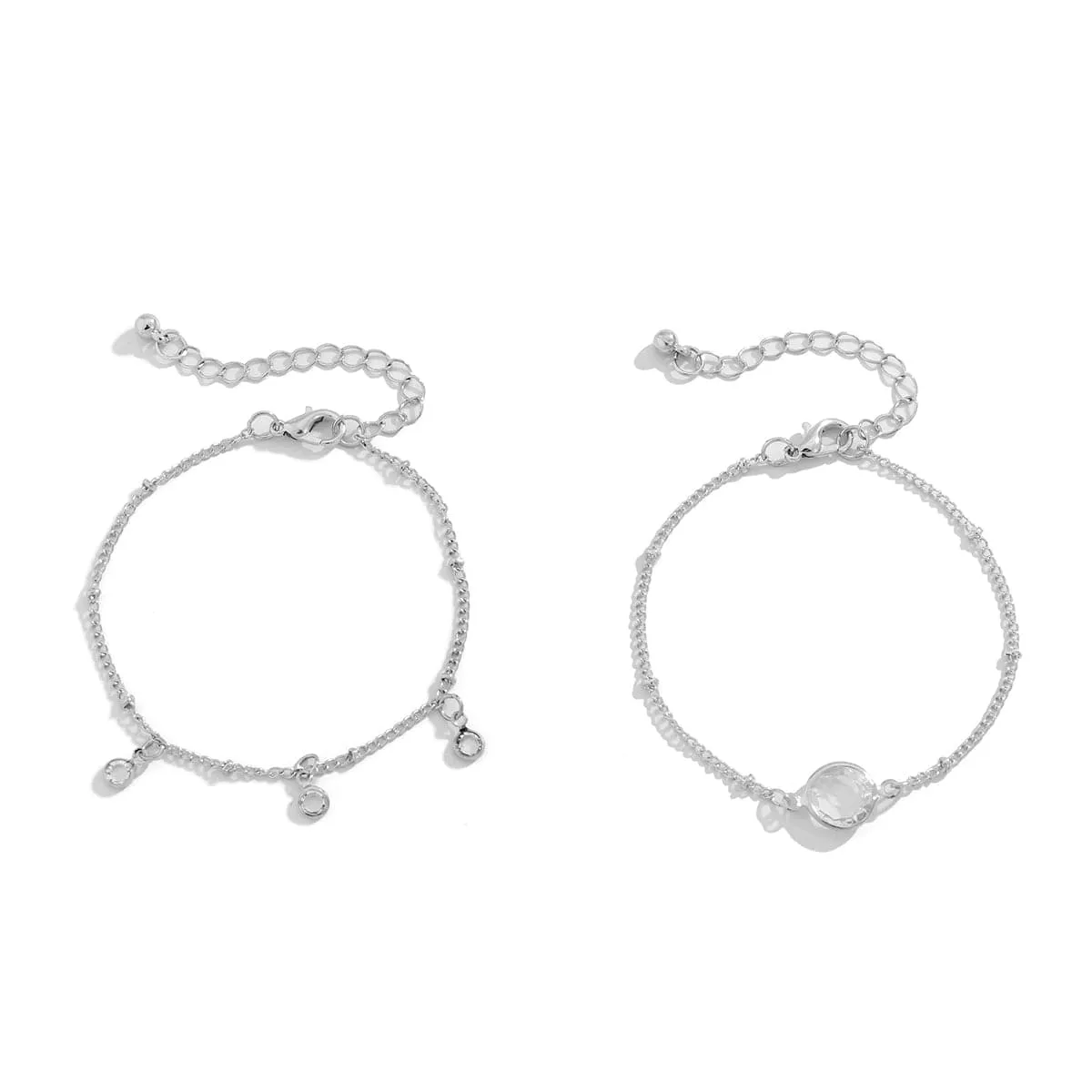 Crystal & Silver-Plated Station Bracelet Set