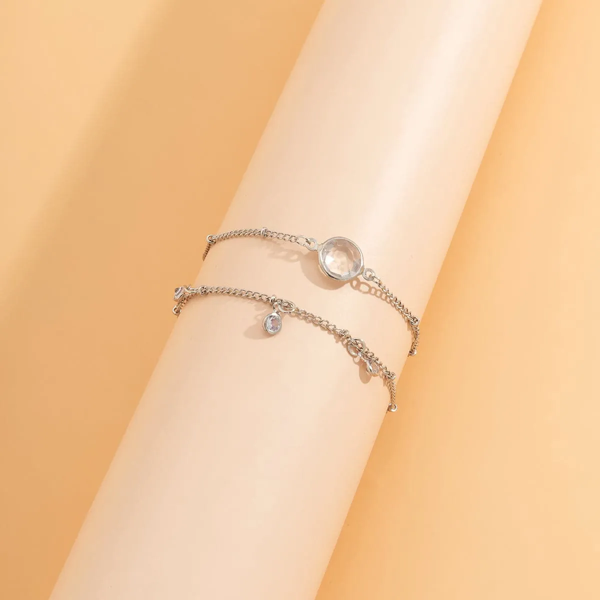 Crystal & Silver-Plated Station Bracelet Set