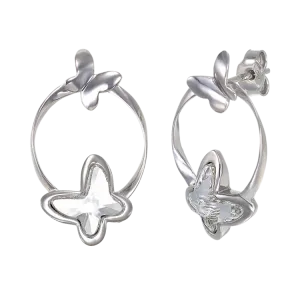 Crystal Hoop Butterfly Earrings