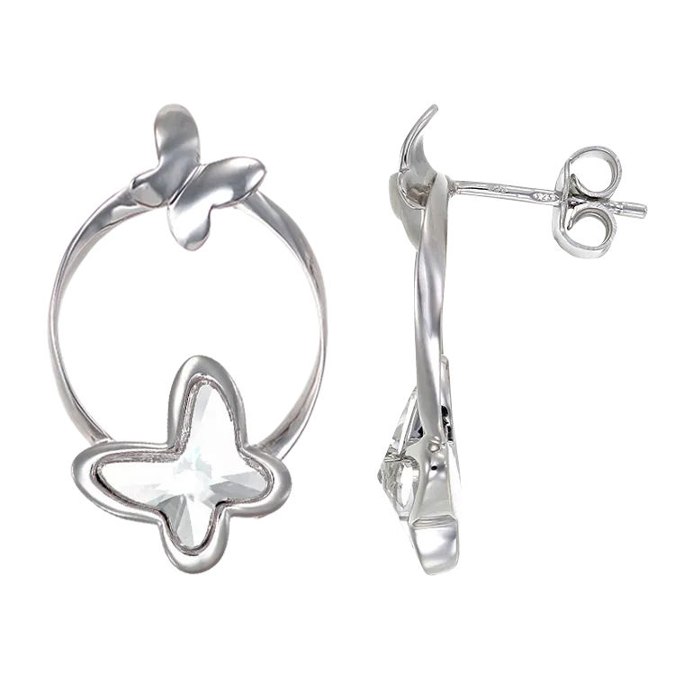 Crystal Hoop Butterfly Earrings