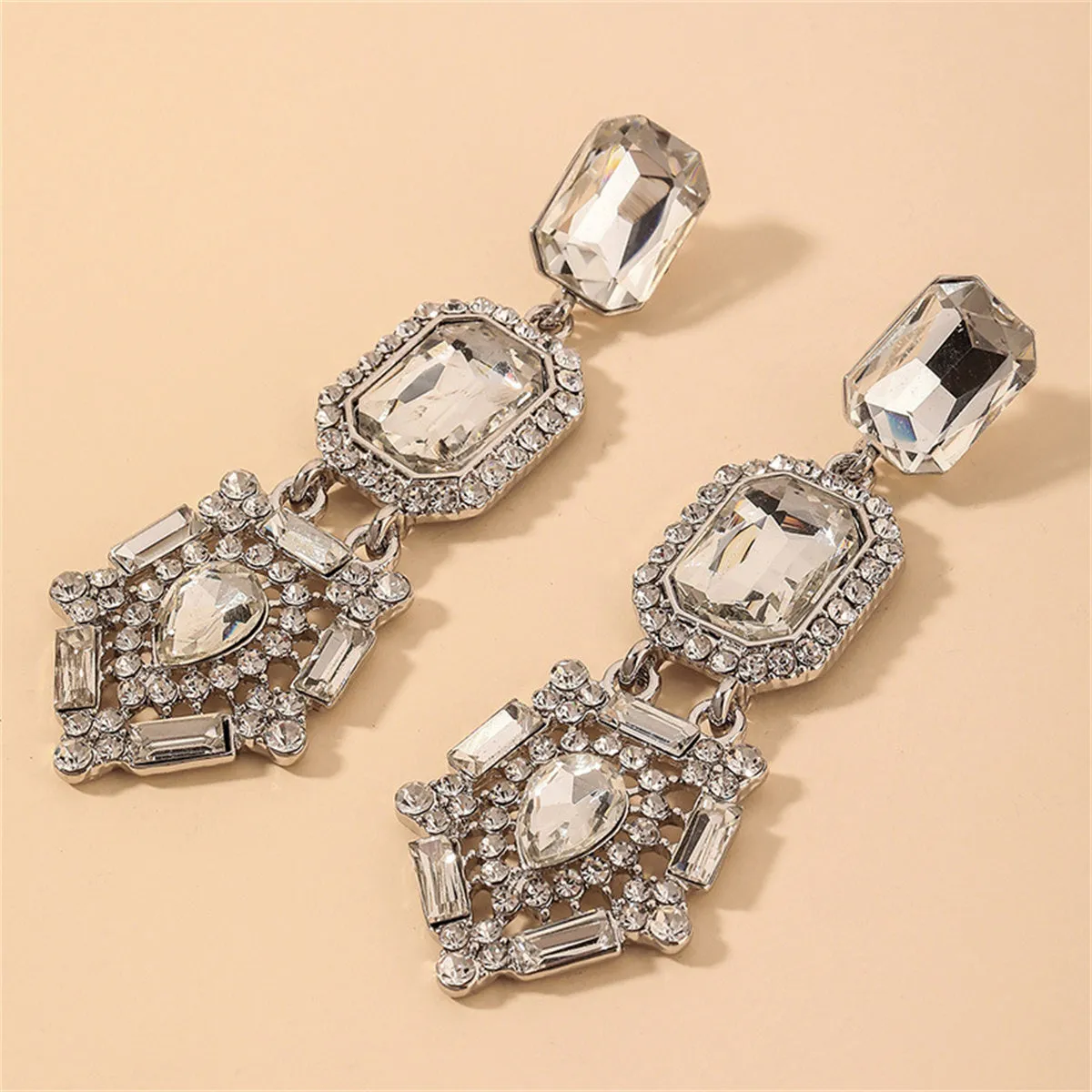 Cubic Zirconia & Crystal Geometric Drop Earrings