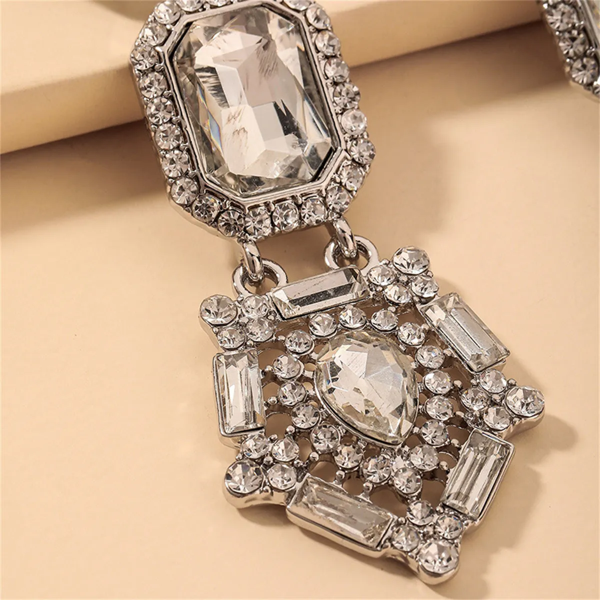Cubic Zirconia & Crystal Geometric Drop Earrings