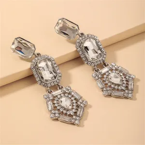 Cubic Zirconia & Crystal Geometric Drop Earrings