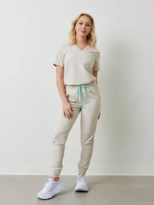 DEMI RE-GARDE™ - BEIGE BOHO - Jogger Scrub Pants - FINAL SALE|| DEMI RE-GARDE™ - BEIGE BOHO - Pantalon Jogger - VENTE FINALE