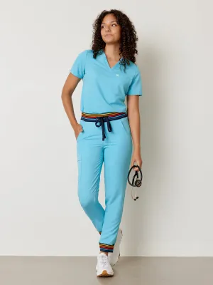 DEMI RE-GARDE™ - RETRO BLEU - Jogger Scrub Pants|| DEMI RE-GARDE™ - RETRO BLEU - Pantalon Jogger