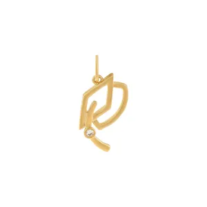 Diamond Bezel Cutout Grad Hat Charm 14K
