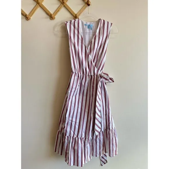Draper James Striped Wrap Dress Tank White Cotton Size 0