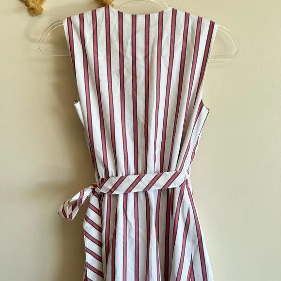 Draper James Striped Wrap Dress Tank White Cotton Size 0