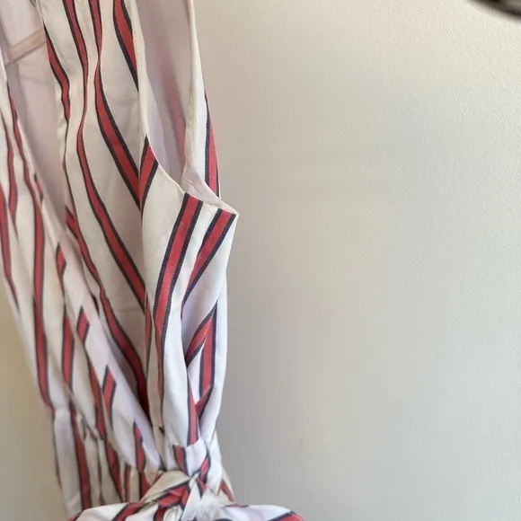 Draper James Striped Wrap Dress Tank White Cotton Size 0