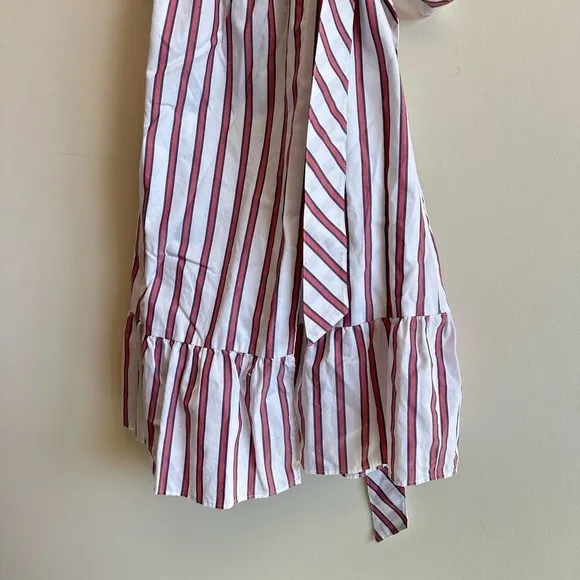 Draper James Striped Wrap Dress Tank White Cotton Size 0