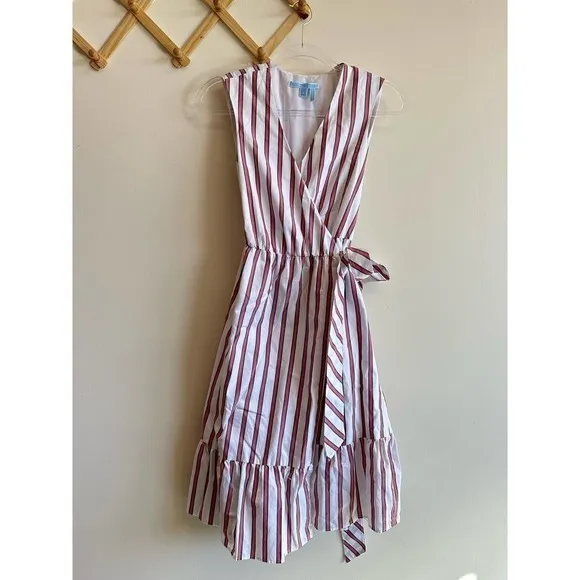 Draper James Striped Wrap Dress Tank White Cotton Size 0