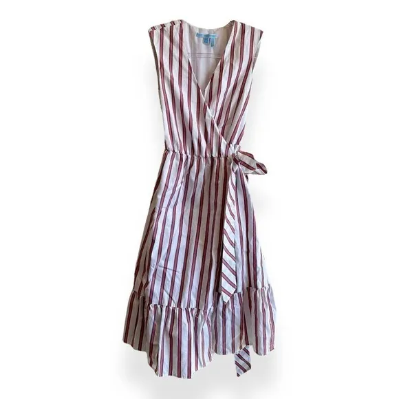 Draper James Striped Wrap Dress Tank White Cotton Size 0