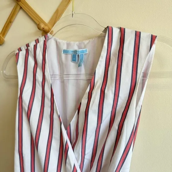 Draper James Striped Wrap Dress Tank White Cotton Size 0