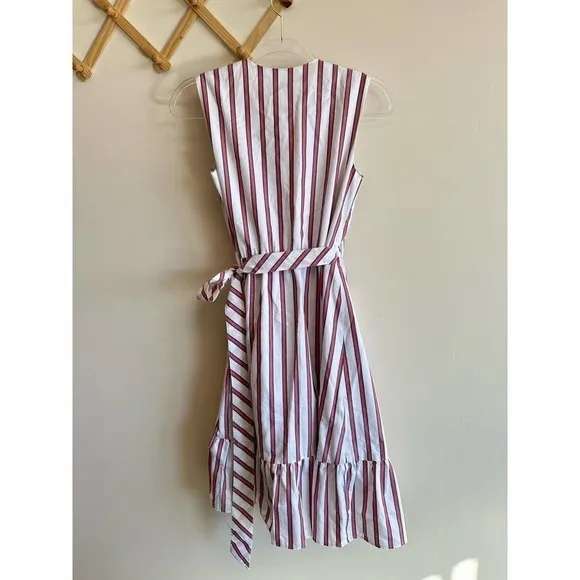 Draper James Striped Wrap Dress Tank White Cotton Size 0