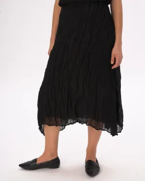 Elastic Waist Crinkled Maxi Skirt