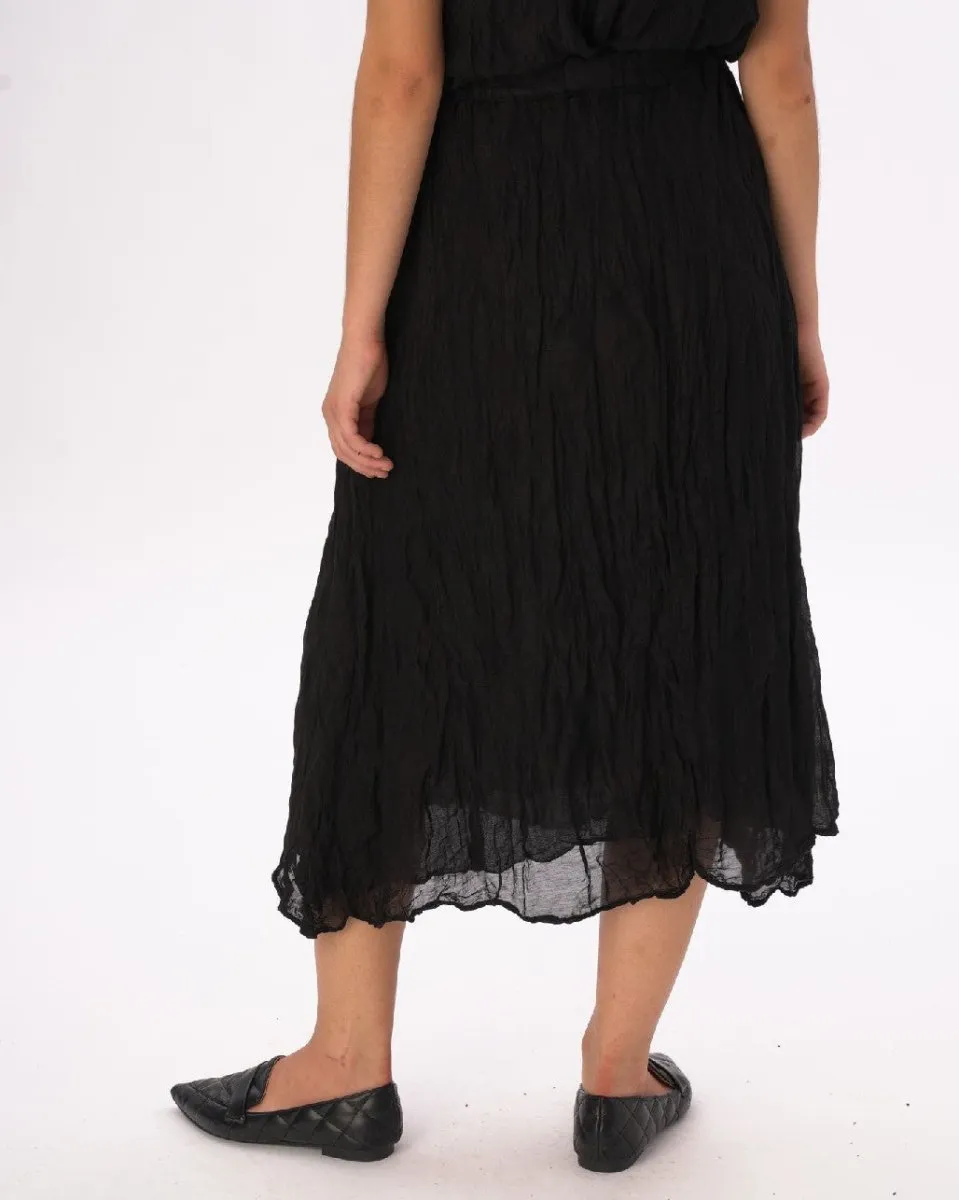 Elastic Waist Crinkled Maxi Skirt