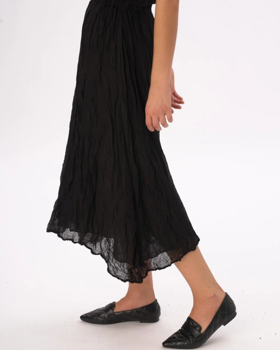 Elastic Waist Crinkled Maxi Skirt