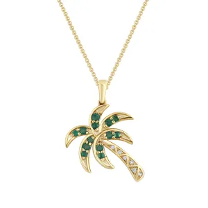 Emerald & Diamond Palm Tree Pendant