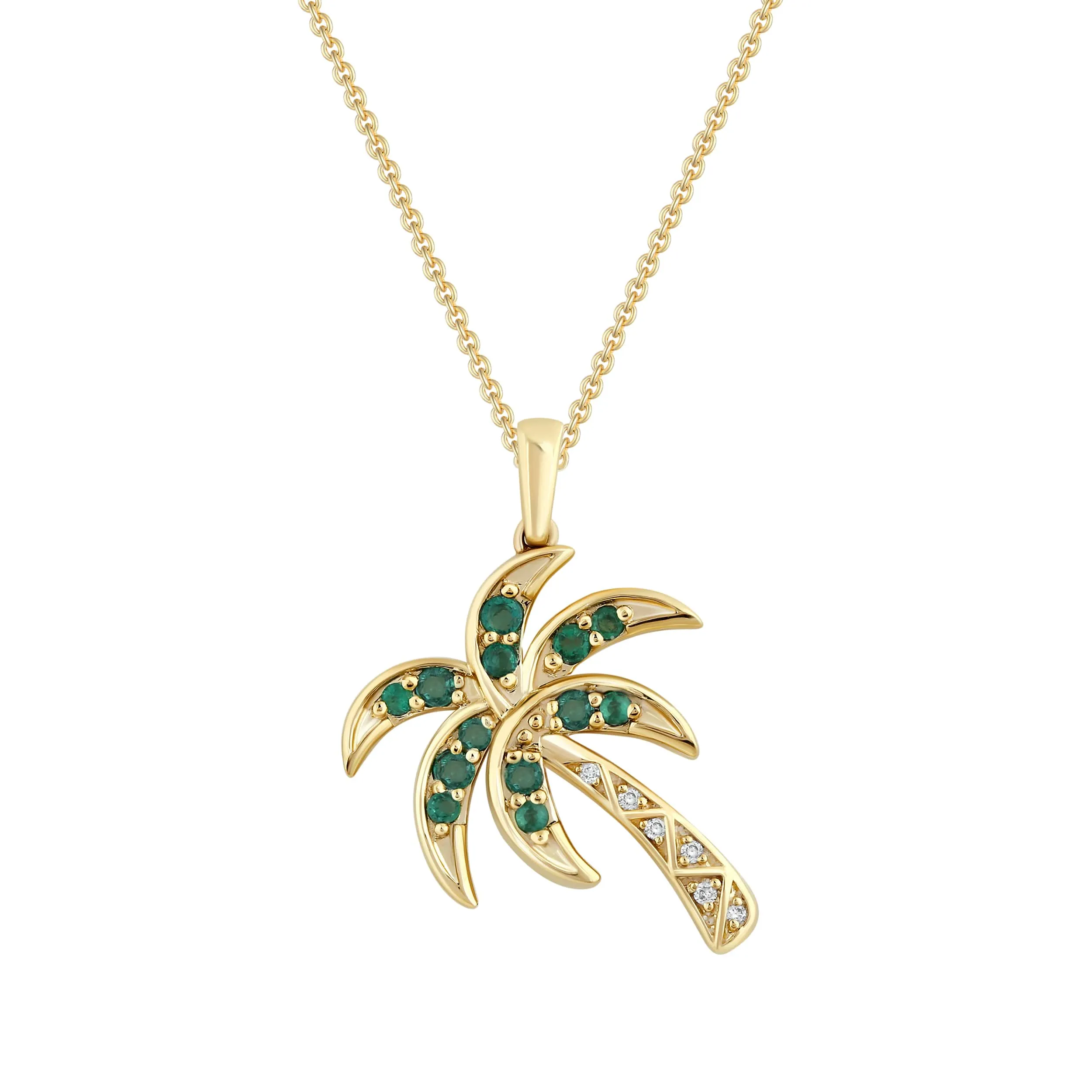 Emerald & Diamond Palm Tree Pendant
