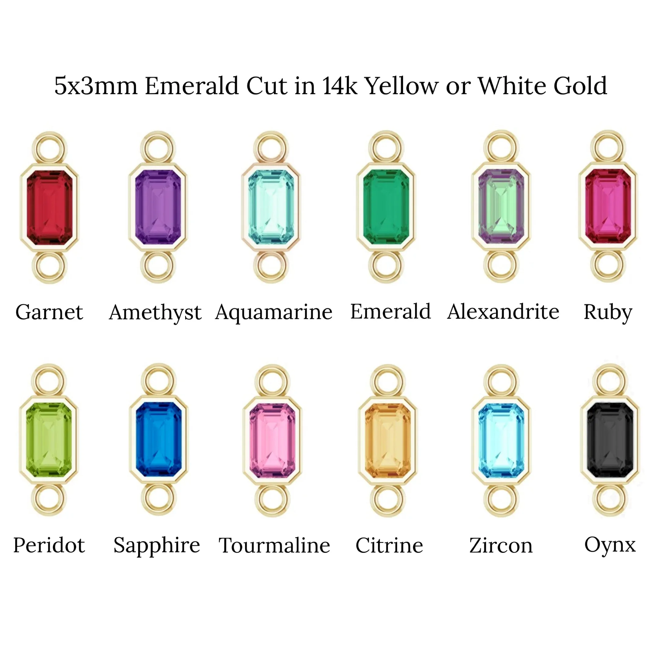 Emerald Cut Gemstone Bracelet Charm