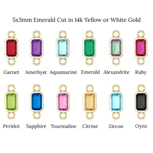 Emerald Cut Gemstone Bracelet Charm