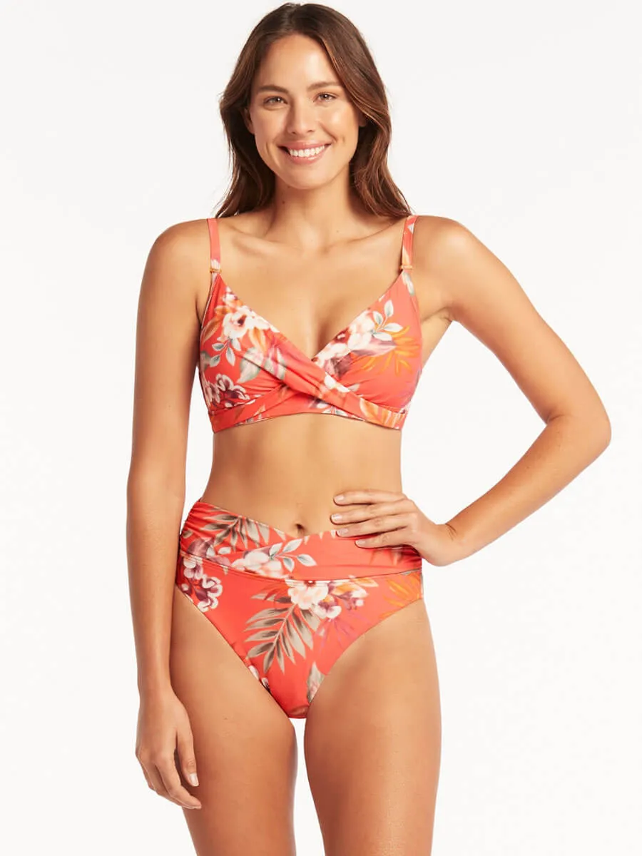 Escape Wrap High Waist Bottoms in Tangerine