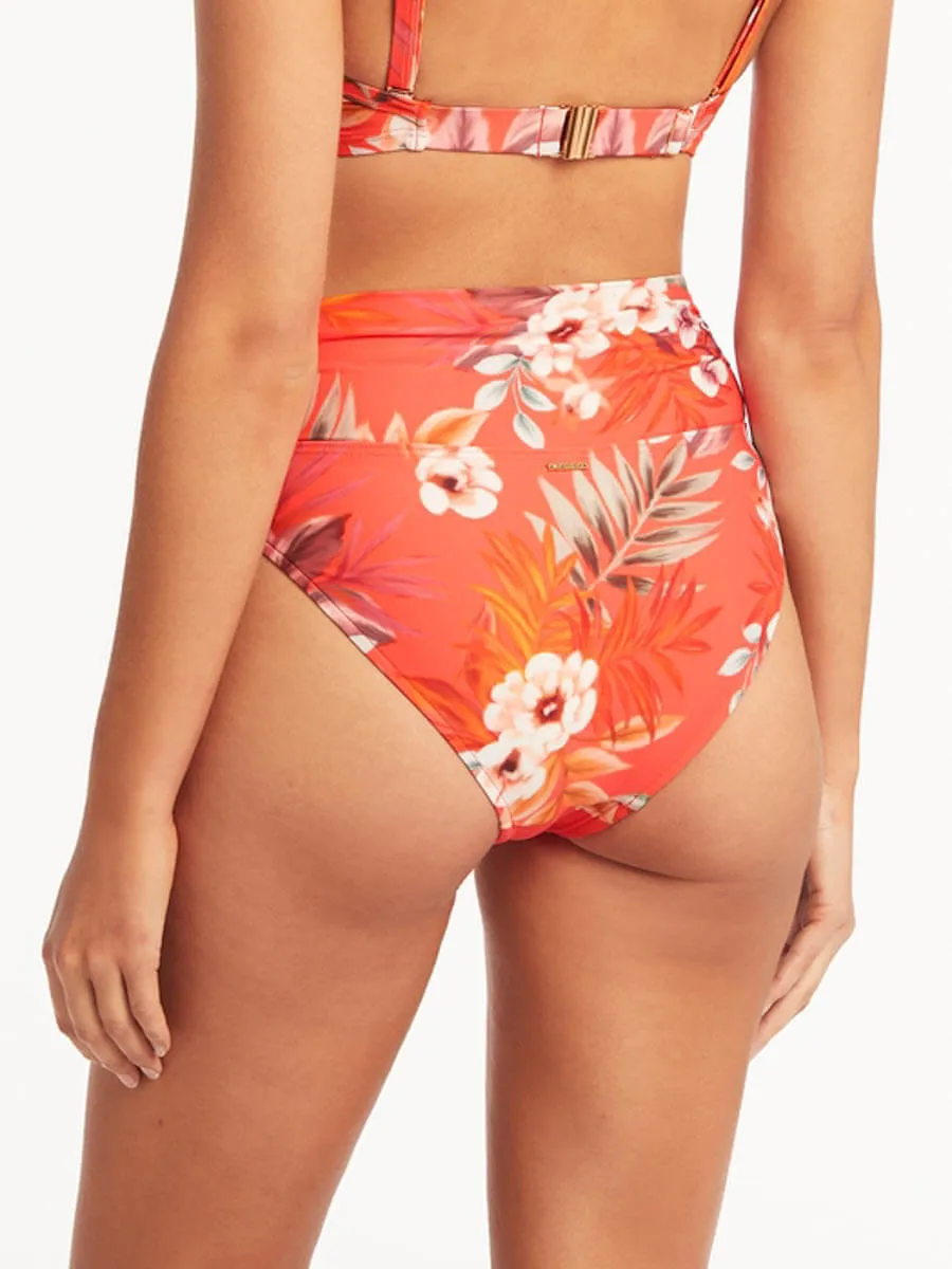 Escape Wrap High Waist Bottoms in Tangerine