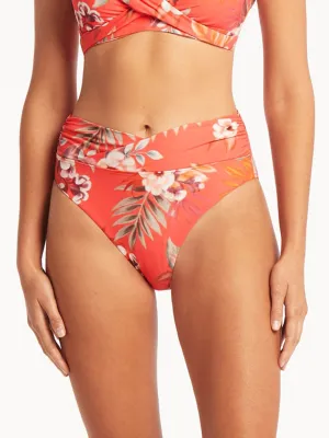 Escape Wrap High Waist Bottoms in Tangerine
