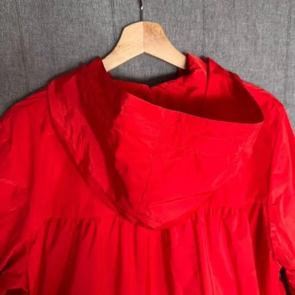 Eva Franco Maybelle Cherry Red Silver Zip Front Ruffle Tiered Jacket Size XL