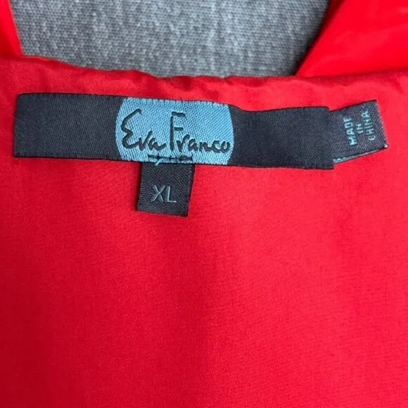 Eva Franco Maybelle Cherry Red Silver Zip Front Ruffle Tiered Jacket Size XL