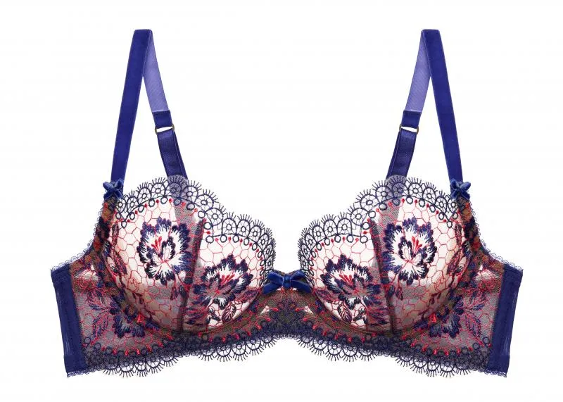 Evelina Underwire Bra - Cobalt/Coral -