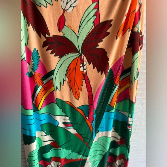 FARM Rio Skirt A Line Wrap Skirt Size Small Stretch Colorful Tropical Print