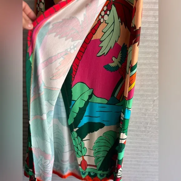 FARM Rio Skirt A Line Wrap Skirt Size Small Stretch Colorful Tropical Print