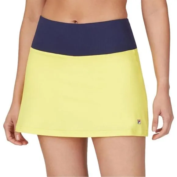 Fila Skort Tennis Athletic XL Yellow Navy Blue Heritage Block Skirt NEW Sz XL