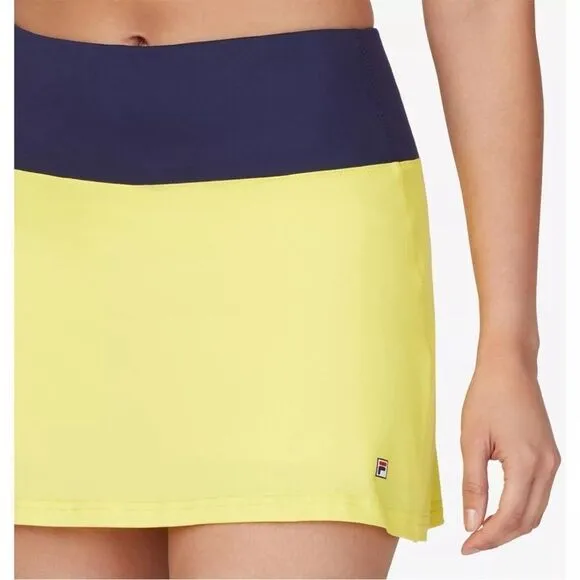 Fila Skort Tennis Athletic XL Yellow Navy Blue Heritage Block Skirt NEW Sz XL