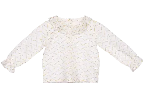 Flag Print Collared Blouse