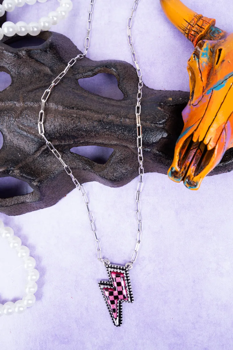 Fuchsia Thunder Struck Stretch Silvertone Necklace