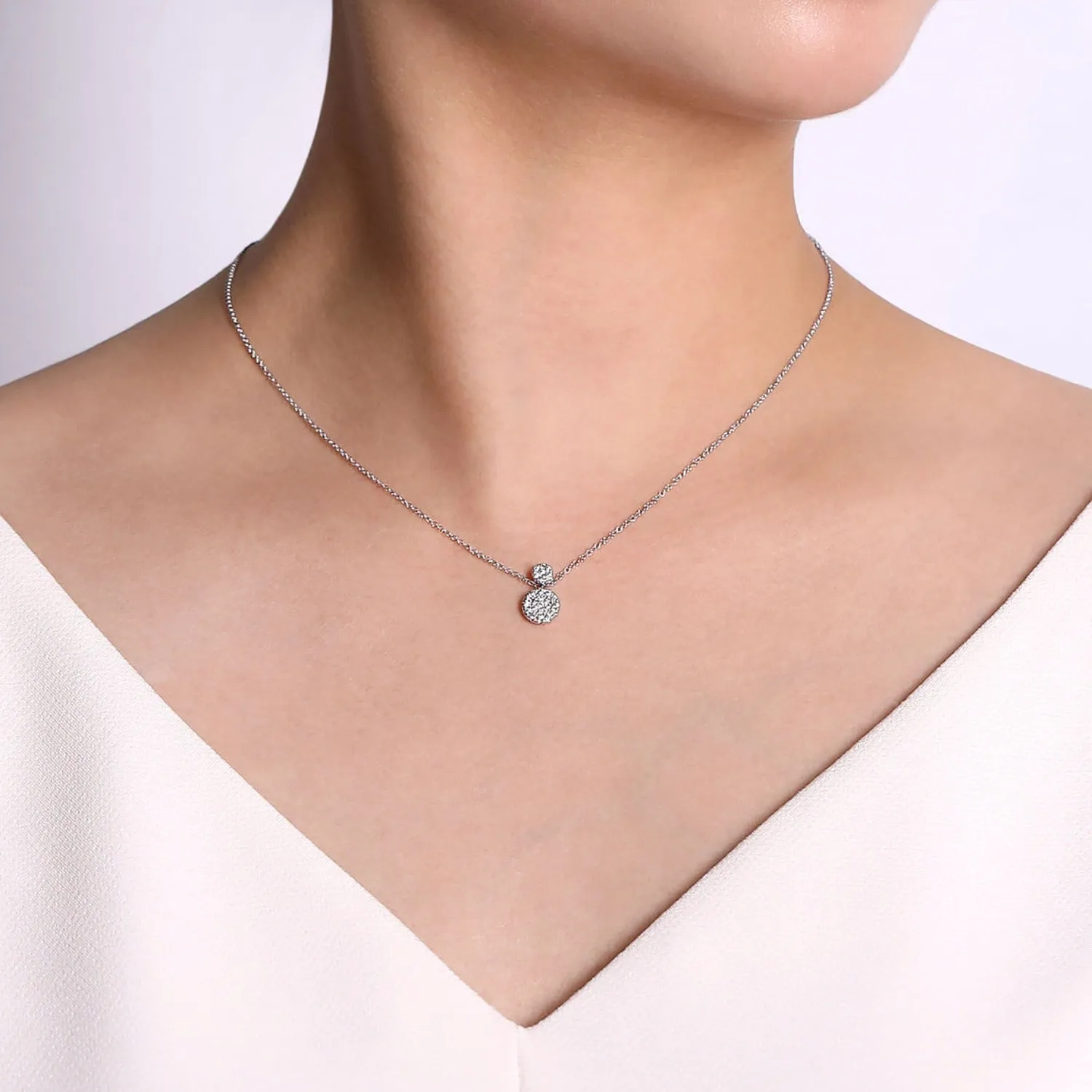 Gabriel & Co. Double Cluster Pave Diamond Pendant