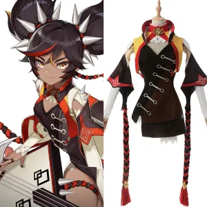 Game Genshin Impact Halloween Carnival Suit Xinyan Cosplay Costume Dress Outfits