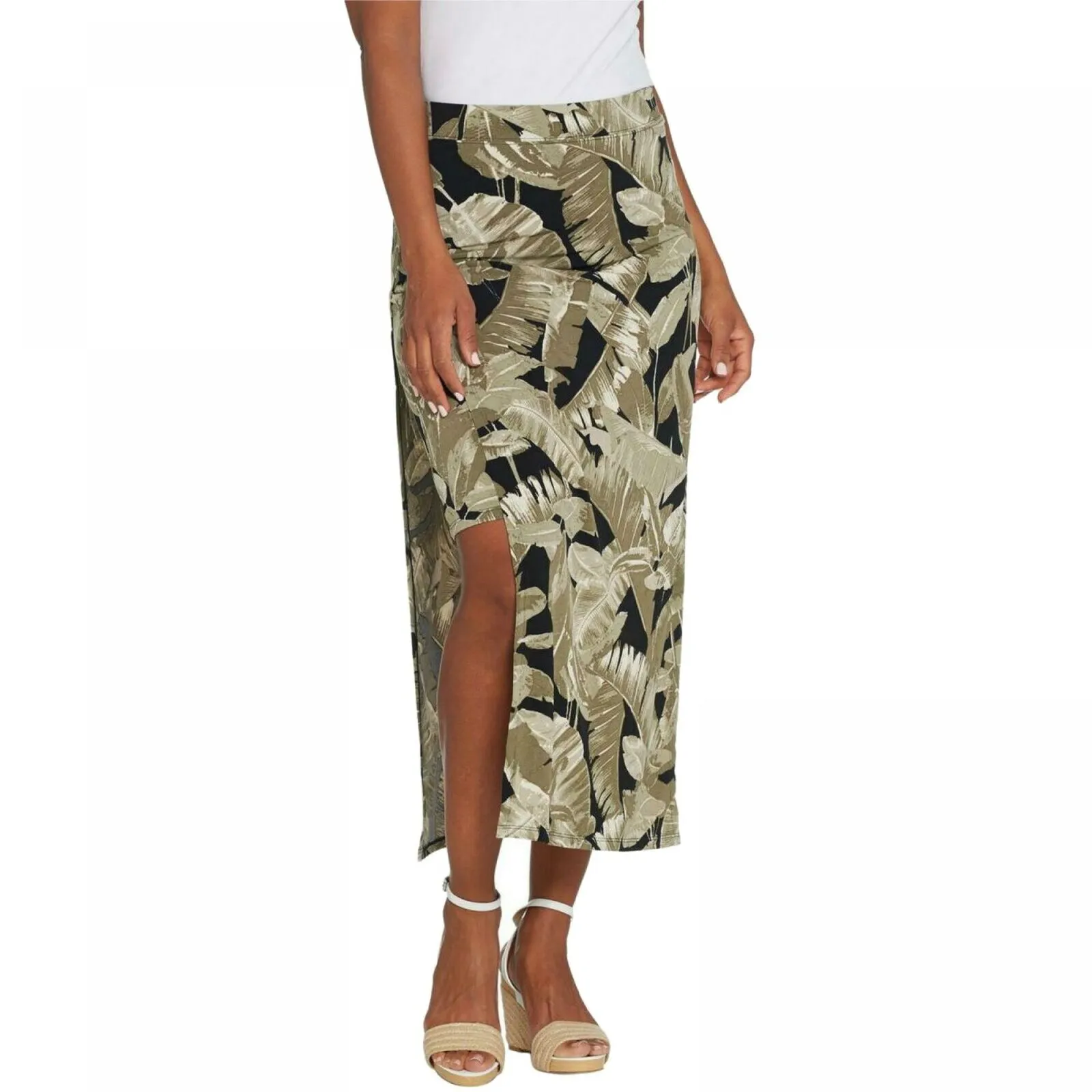 G.I.L.I. Women's Petite Plus Size Jetsetter Side Slit Maxi Skirt