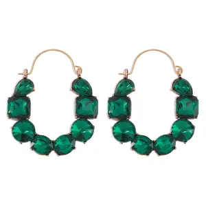 Green Crystal & 18K Gold-Plated Geo Cluster Drop Earrings
