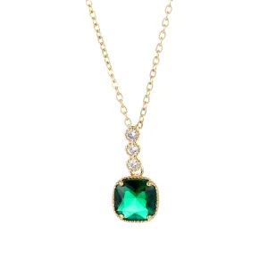 Green Crystal & Cubic Zirconia 18K Gold-Plated Cushion Pendant Necklace